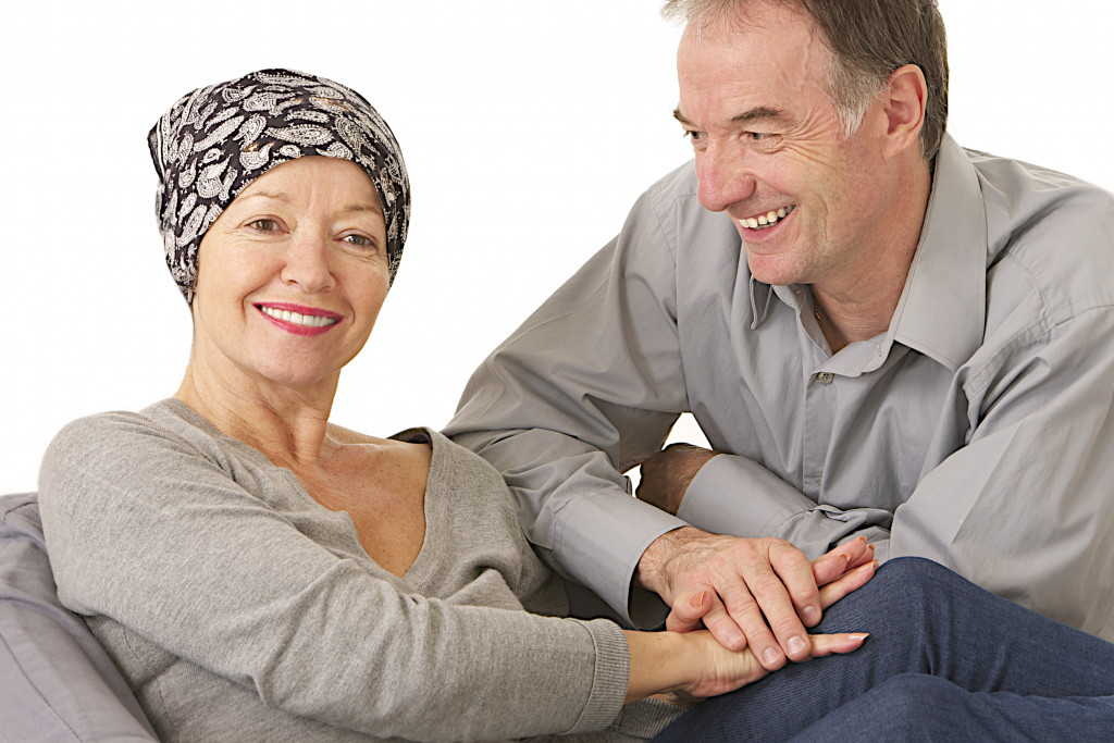 A woman with cancer with her husband
